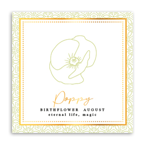 Schmuck Karten Geburtsblume August-Mohnblume Light green