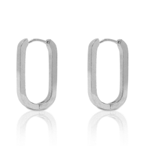 Ohrringe aus Stainless Steel - Rostfreiem Stahl Oval Silber