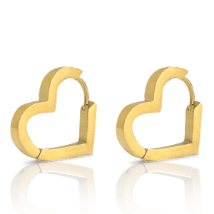 Ohrringe aus Stainless Steel - Rostfreiem Stahl Herz Gold