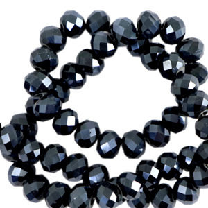 Top Glas Facett Perlen 8x6 mm rondellen Black-pearl shine coating