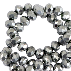 Top Glas Facett Perlen 8x6 mm rondellen Silver-pearl shine coating