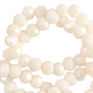 Top Glas Facett Perlen 8x6 mm rondellen Pristine beige-pearl shine coating