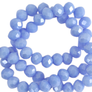 Top Glas Facett Perlen 6x4 mm rondellen Sky blue-pearl shine coating