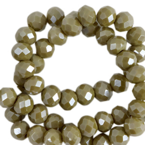 Top Glas Facett Perlen 6x4 mm rondellen Moss green-pearl shine coating