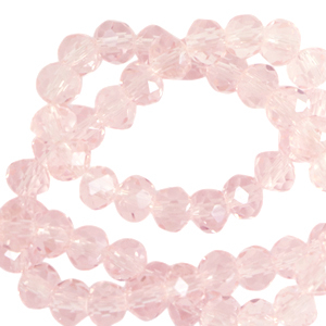 Top Glas Facett Perlen 6x4 mm rondellen Primrose pink-pearl shine coating