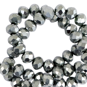 Top Glas Facett Perlen 4x3 mm rondellen Silver-pearl shine coating