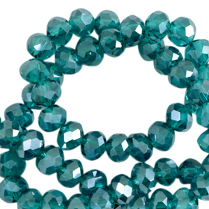 Top Glas Facett Perlen 4x3mm rondellen Danube blue-pearl shine coating