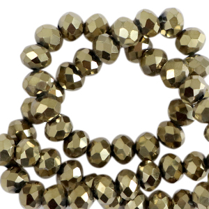 Top Glas Facett Perlen 4x3mm rondellen Antique gold metallic-pearl shine coating