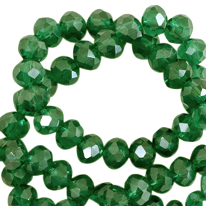 Top Glas Facett Perlen 3x2mm rondellen Fairway green-pearl shine coating