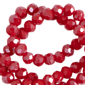 Top Glas Facett Perlen 3x2mm rondellen Crimson red-pearl shine coating