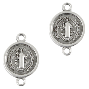 Metall Anh&auml;nger DQ Zwischenst&uuml;ck religi&ouml;se 14mm Antik silber (Nickelfrei)