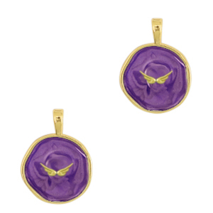 Brass TQ Metall Anh&auml;nger Fl&uuml;gel Gold-dark purple
