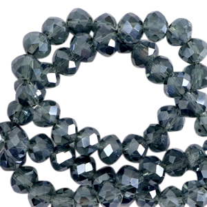 Top Glas Facett Perlen 4x3mm rondellen Montana blue-pearl shine coating