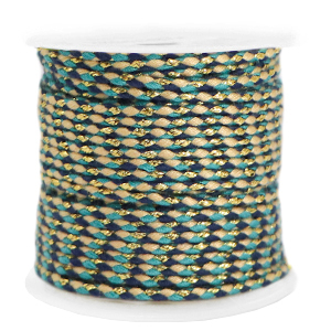 Trendy Kordel geflochten 2mm Gold-dark blue