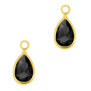Anh&auml;nger Kristallglas Tropfen Jet black-gold