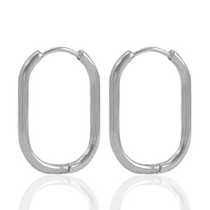 Ohrringe aus Stainless Steel - Rostfreiem Stahl Creolen oval Silver