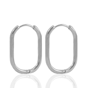 Ohrringe aus Stainless Steel - Rostfreiem Stahl Creolen oval Silver