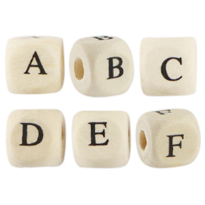 Buchstaben Perlen aus Holz Nature wood-natural