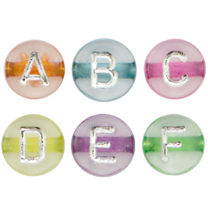 Buchstaben Perlen aus Acryl Multicolour transparent