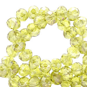 Top Glas Facett Perlen 8x6mm rondellen Sundance yellow-pearl shine coating