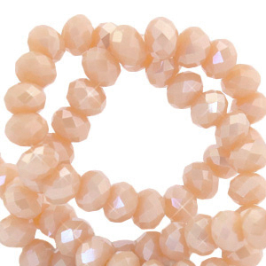 Top Glas Facett Perlen 6x4mm rondellen Bermuda pink-pearl shine coating