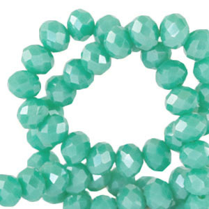 Top Glas Facett Perlen 4x3mm rondellen Erin green-pearl shine coating