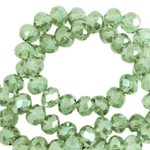 Top Glas Facett Perlen 3x2mm rondellen Citrus green-pearl shine coating