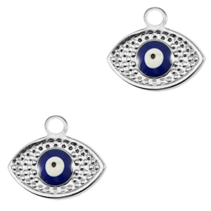 Stainless Steel - Rostfrei Stahl Anh&auml;nger Auge der Vorsehung Enamel Silver-blue