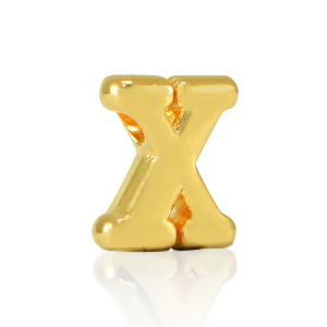 Metall Perlen Buchstabe DQ X Gold (Nickelfrei)