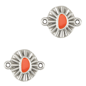Metall Anh&auml;nger DQ Zwischenst&uuml;ck Antik silber-coral red (nikkelvrij)