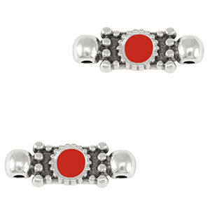 Metall Anh&auml;nger DQ Zwischenst&uuml;ck Antik silber-red (nikkelvrij)