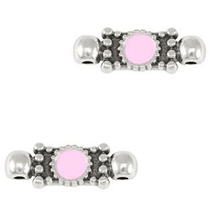 Metall Anh&auml;nger DQ Zwischenst&uuml;ck Antik silber-lilac rose (nikkelvrij)