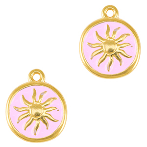 Metall Anh&auml;nger DQ Sonne Gold-lilac rose (nikkelvrij)