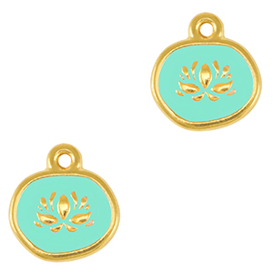 Metall Anh&auml;nger DQ Lotus Gold-veraman blue (nikkelvrij)