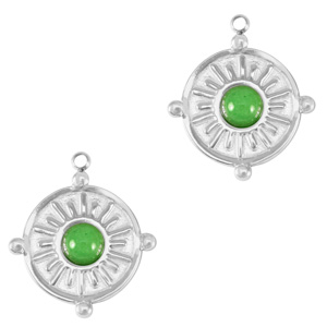 Stainless Steel - Rostfrei Stahl Anh&auml;nger mit Naturstein Silver-fresh green