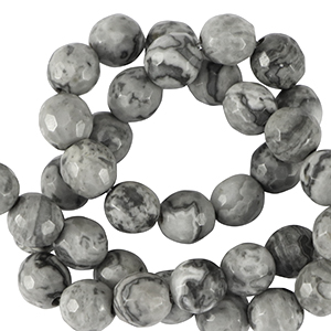 Naturstein Perlen Dolomit 8mm Facett geschliffen Adagio grey
