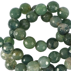 Naturstein Perlen Chalcedon (Jaspis) 6mm Facett geschliffen Moss green