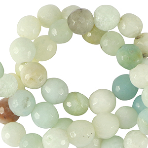 Naturstein Perlen Chalcedon (Quarz) 6mm Facett geschliffen Multicolour turquoise blue