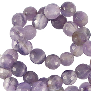 Naturstein Perlen Quarz 4mm Facett geschliffen Gentle violet purple