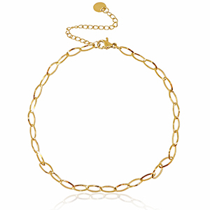 Fusskettchen aus Stainless Steel - Rostfreiem Stahl Kettenglieder oval Gold