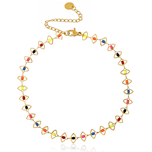 Fusskettchen aus Stainless Steel - Rostfreiem Stahl Kettenglieder Enamel Gold-Multicolour&nbsp;