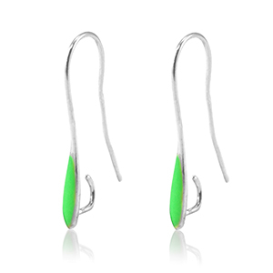 Metall Zubeh&ouml;r DQ Ohrringe Antik silber-neon green (Nickelfrei)