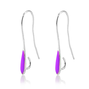 Metall Zubeh&ouml;r DQ Ohrringe Antik silber-purple (Nickelfrei)