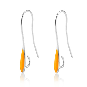 Metall Zubeh&ouml;r DQ Ohrringe Antik silber-neon orange (Nickelfrei)