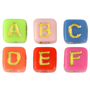 Buchstaben Perlen aus Acryl Multicolour