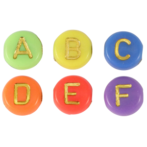 Buchstaben Perlen aus Acryl Multicolour