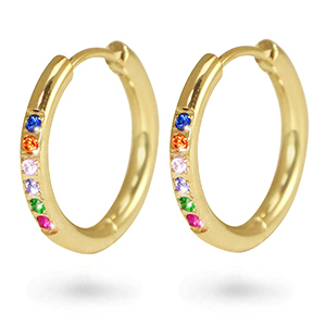 Ohrringe aus Stainless Steel - Rostfreiem Stahl Creolen Zirkonia 21mm Gold
