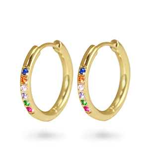 Ohrringe aus Stainless Steel - Rostfreiem Stahl Creolen Zirkonia 15mm Gold