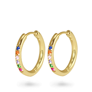 Ohrringe aus Stainless Steel - Rostfreiem Stahl Creolen Zirkonia 11mm Gold