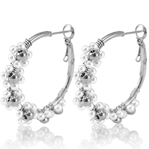 Ohrringe aus Stainless Steel - Rostfreiem Stahl Creolen Blume 35mm Silver-white